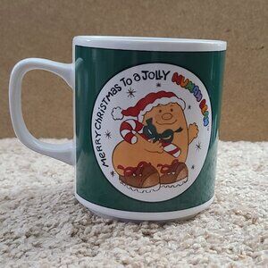 Enesco Human Beans Christmas Coffee Mug Vintage 1982 Morgan Inc. 3.5 x 3.5"